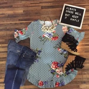 Floral and Polka Dot Boutique Top
